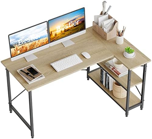 L-Shaped Desk with Shelves 140cm setup photo