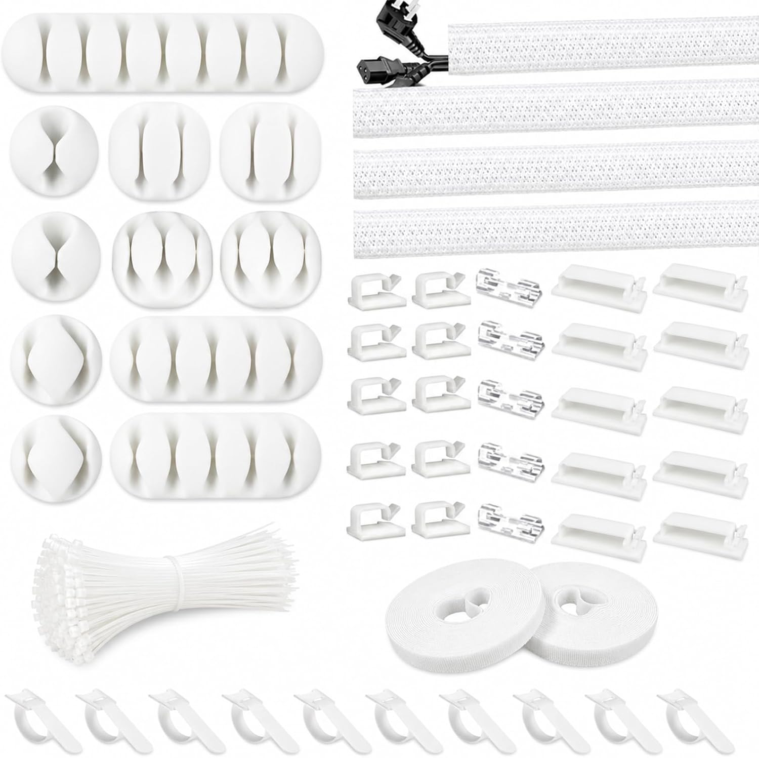 152pc Cable Organiser Kit — White setup photo