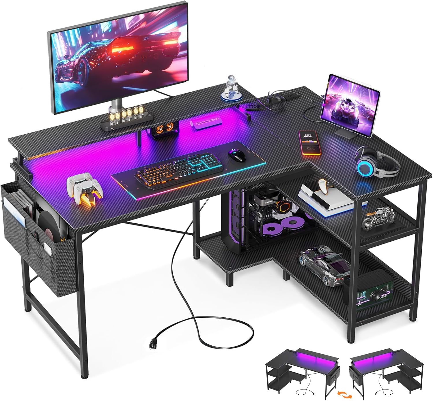 LED Desk with Power Outlet setup photo