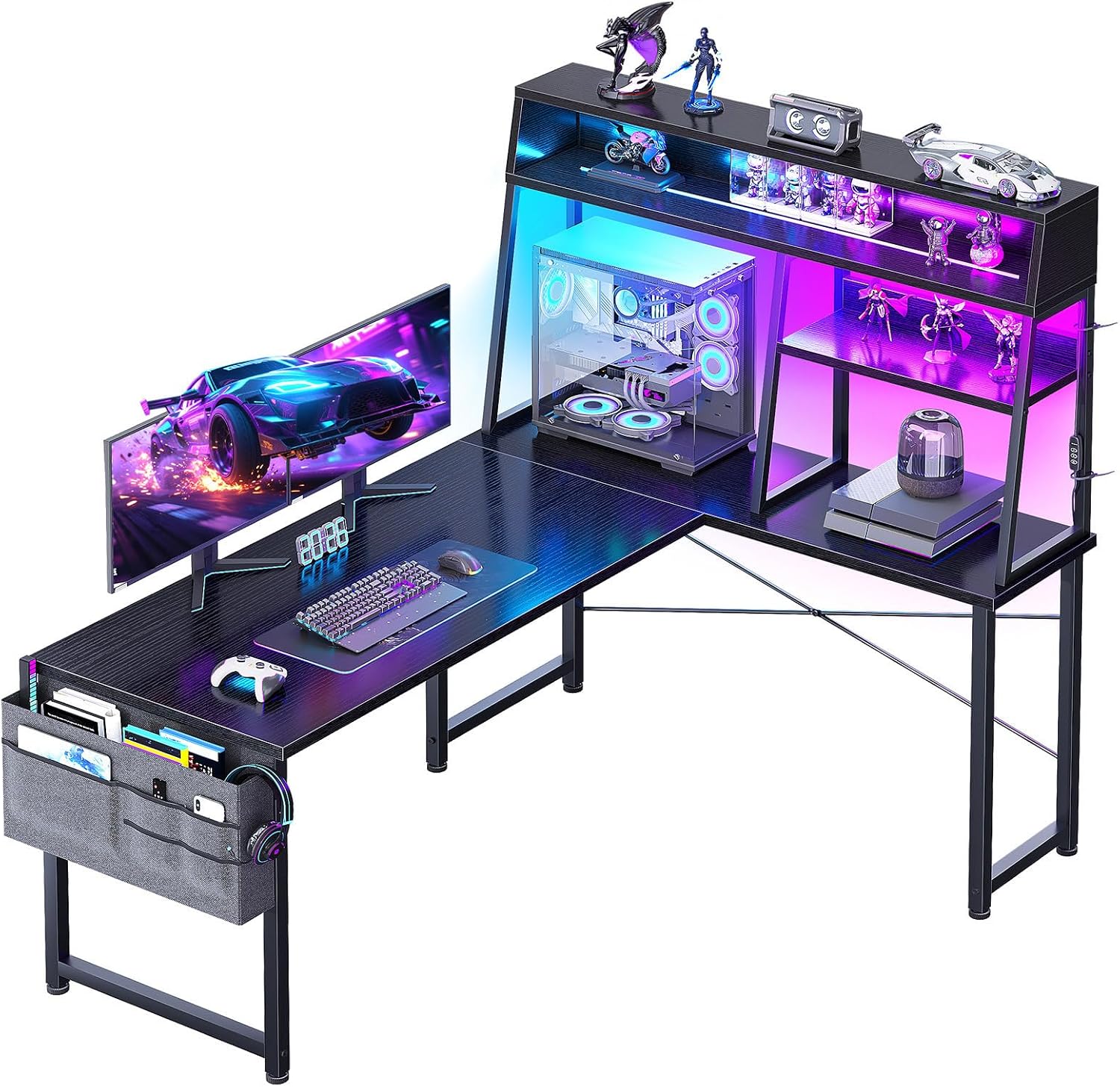 LED L-Shaped Desk 130cm setup photo