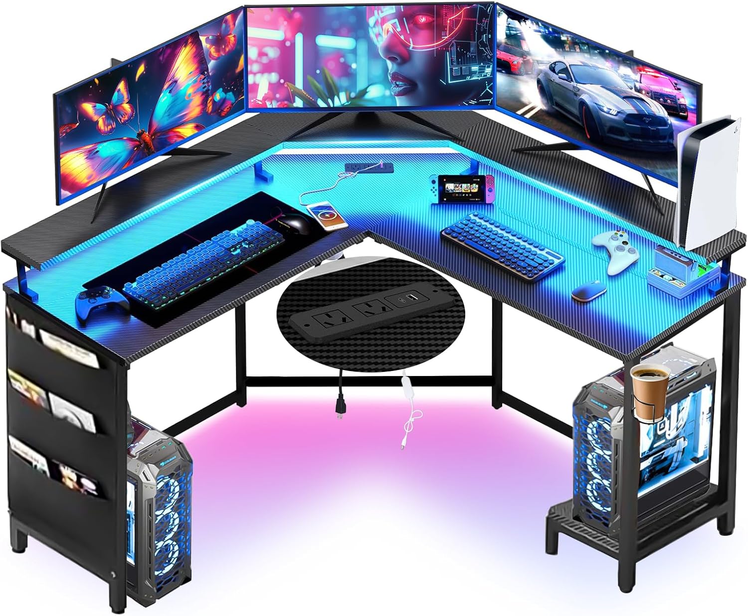 RGB L-Shaped Desk 130cm setup photo
